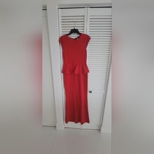 Long Red Peplum Dress